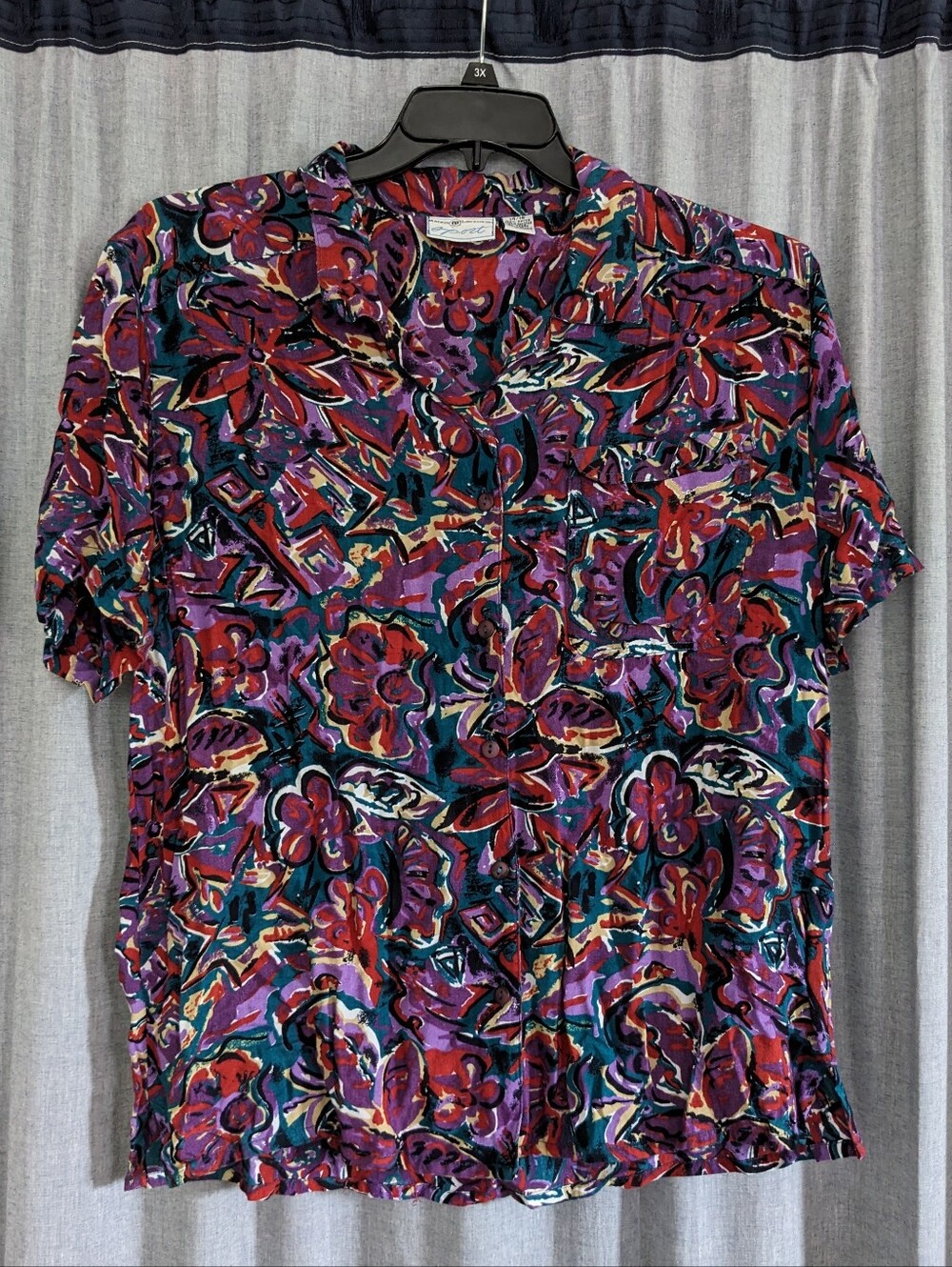 VTG Maggie Lawrence Sport Top Women's 14/16 Purple Maximalist Vibrant Artsy